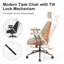 Fauteuil de bureau ergonomique en similicuir de style milieu du siècle et fauteuil de direction pivotant-1741603972