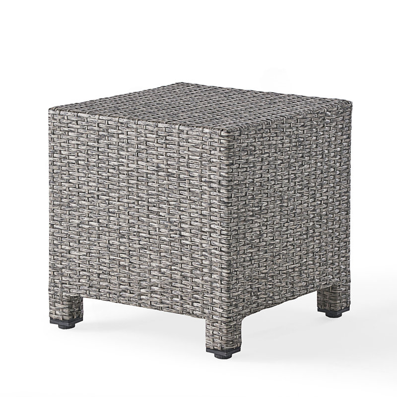 Cube Shape Rattan Accent Table