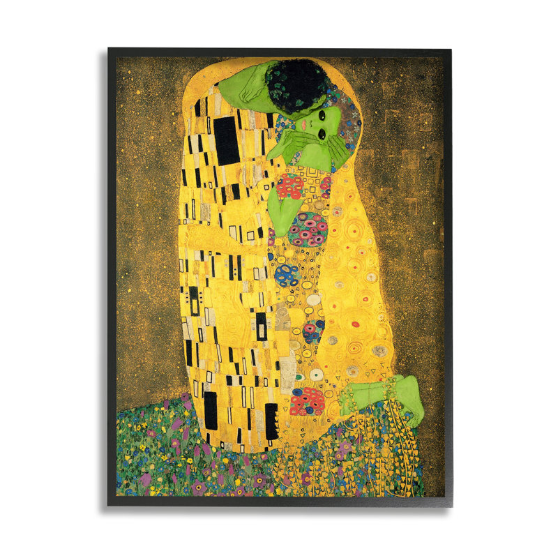 Drôle de classique Klimt Aliens encadré sur bois par Lil 'Rue, impression, Giclée encadrée noir minuit