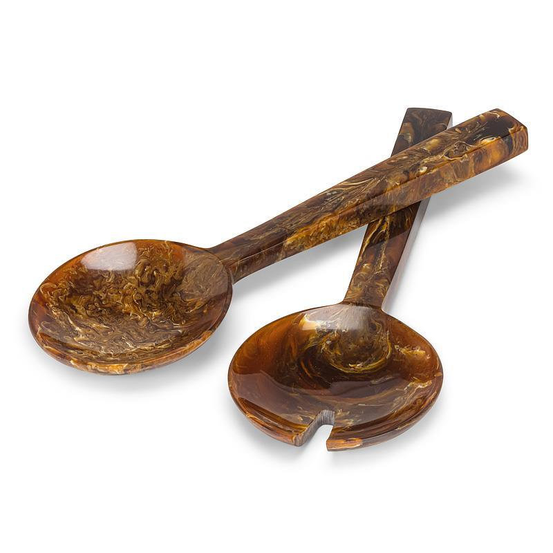 Oversize Warm Brown Salad Serving Utensils