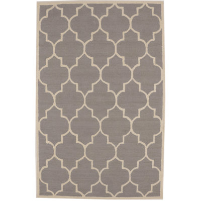 Tapis oriental moderne taupe et crème 5 x 8