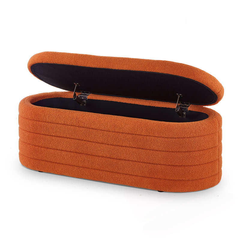 Oval Storage Ottoman Bench, Orange