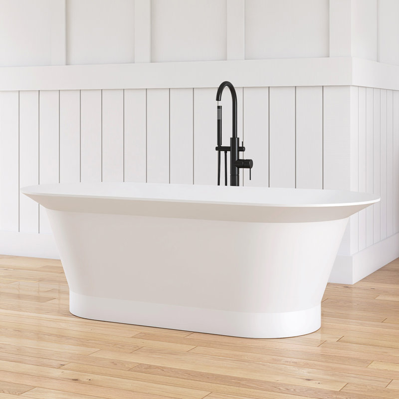 66'' Freestanding Tub Solid Surface Deep Soaking Bathtub