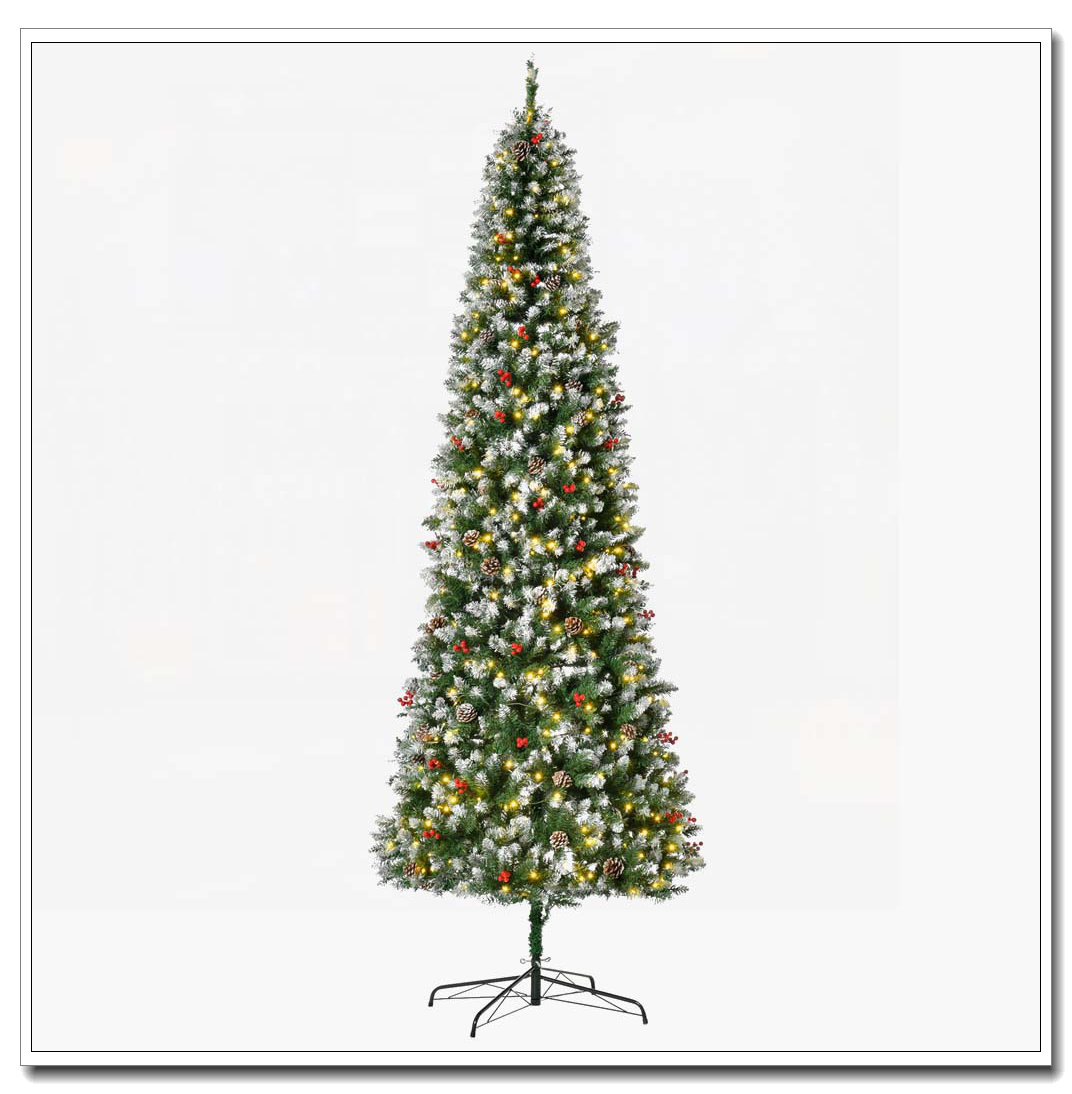 The Holiday Aisle® 9ft Pre-Lit Snow-Dipped Artificial Christmas Tree ...
