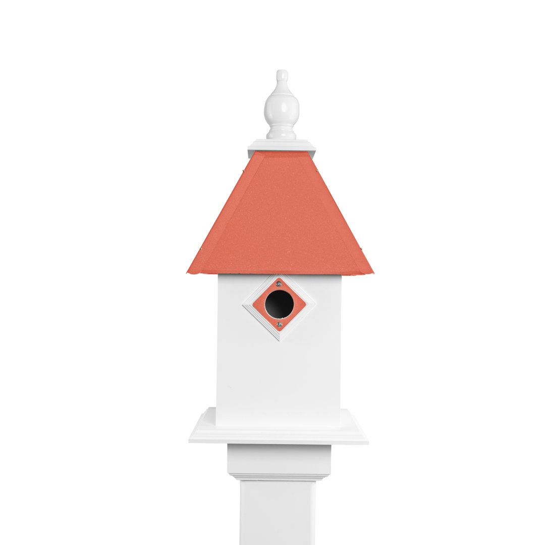 Chadron 22'' H x 13.25'' W x 13.25'' D Post Birdhouse Alcott Hill® Color: Coral Isle