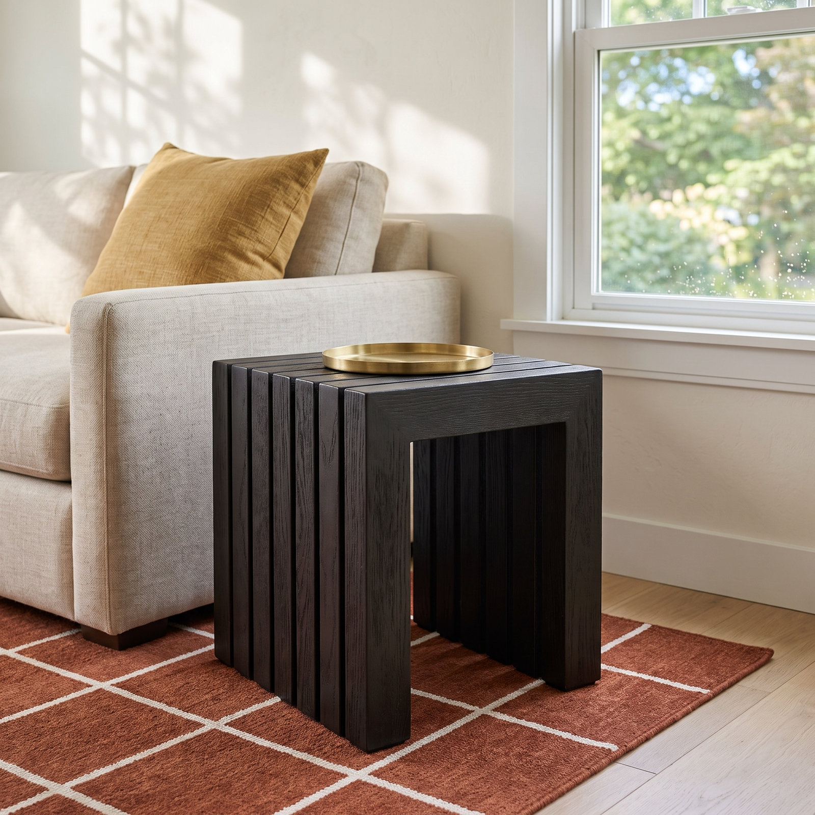 Kine Steel Accent Stool, Black