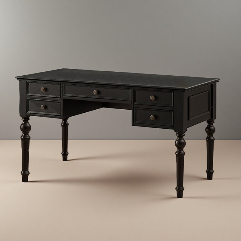 Bureau en bois massif American Rustic, 30,71 po H x 47,24 po L x 23,62 po P, Noir