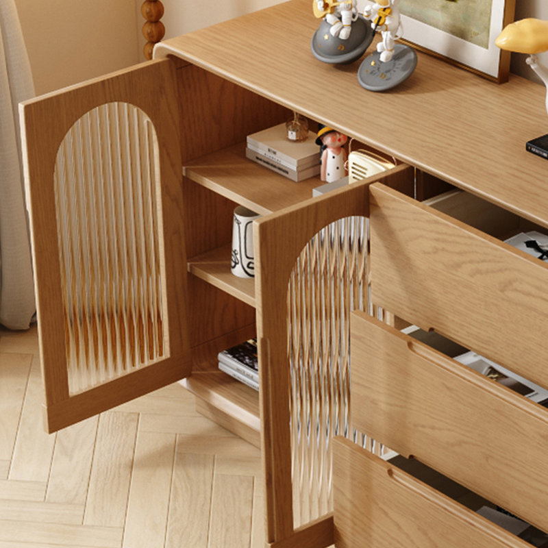 Buffet en bois massif de grande capacité. Buffet 59,05 po, Brun orangé