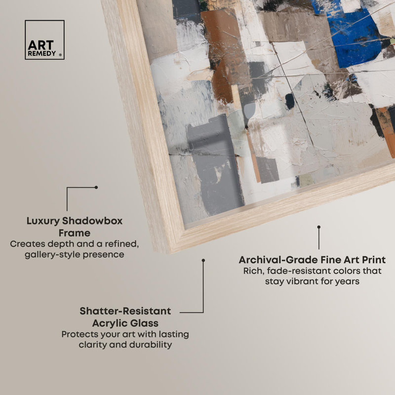 Art mural moderne entrelacé Shadowbox Print par Art Remedy, cadre blond, 21 x 21, H 21 po x l 21 po, Cadre blond