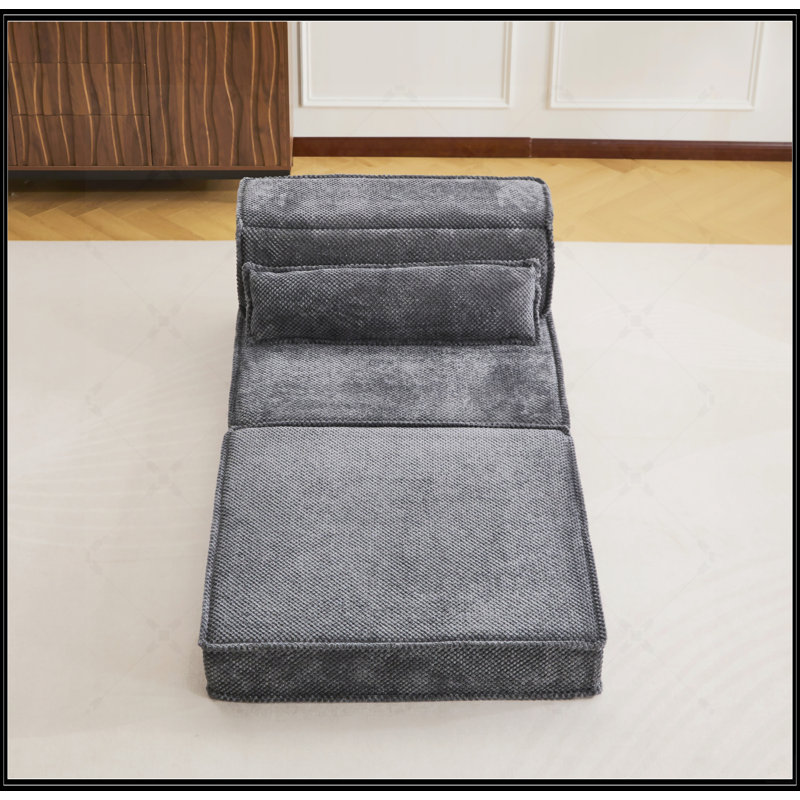 Compression Mahjong Sofa, Convertible Floor Sofa Bed, DIY Boneless Modular Sectional, No Assembly, Circle Fleece Fabric, Oversized Single With Pillow
