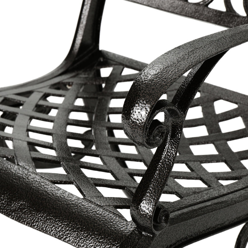 2 Arm Chair, Graceful Scroll & Classic Pattern Chair, Cast Aluminum Frame, Rustproof, Floral Decor, 25.87" W X 22.44" D 35.08" H, Assembly Needed Chair Of 2, Traditional Details, Rust- Elegant