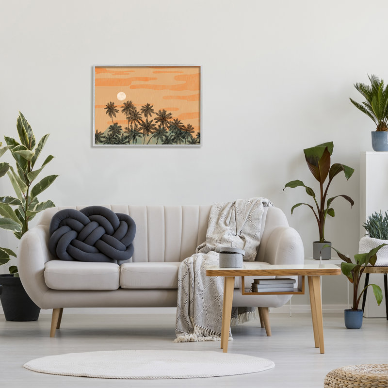 "Tropical Summer Sunset", ciel orange, palmiers, art mural sur toile tendue par Ziwei Li, Estampe numérique Farmhouse