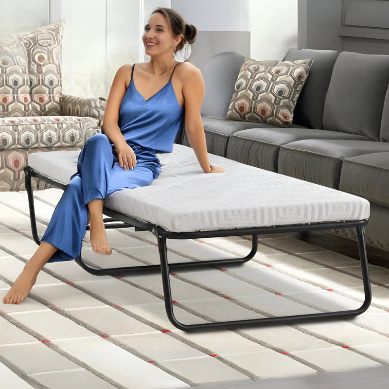 Twin Foldaway Metal Frame Guest Bed with GelLux Foam Mattress