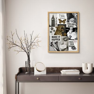 Art mural encadré, citation empowerment, impression féministe d'inspiration rétro beige et noire dans un style mixte pour chambre à coucher ou placard, idéal pour les décors bohèmes ou éclectiques