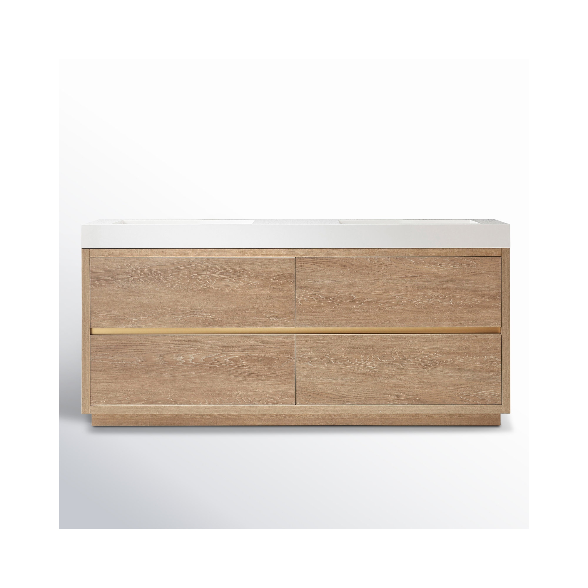 Beira 71.7'' Double Bathroom Vanity, White, North American Oak