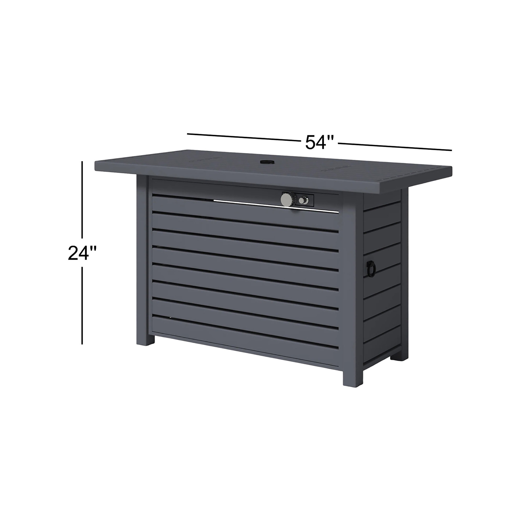 Casselton Rectangle Fire Pit Table, Charcoal, 24" H X 54" W