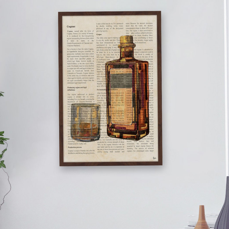 « cognac history », reproduction d’art encadrée, H 18 po x l 12 po x P 1,5 po