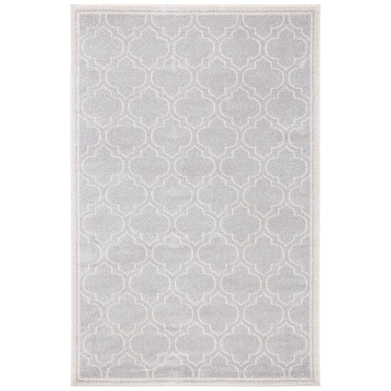 Ammundsen Geometric Light Gray/Ivory Area Rug, Rectangle 5'3" x 8'
