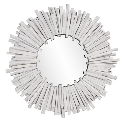Audie Solid Wood Round Mirror