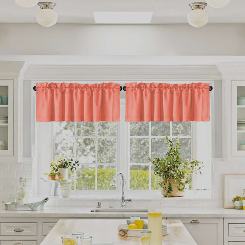 2 Panels Blackout Curtain Valances for Kitchen Windows/Bathroom/Living Room/Bedroom Privacy Decorative Rod Pocket Short Window Valance Curtains