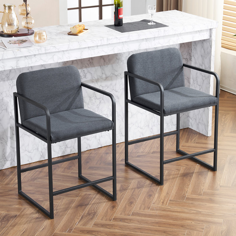 Ensemble de 2 tabourets de comptoir rembourrés avec structure en métal robuste pour la cuisine, le bar ou la salle à manger