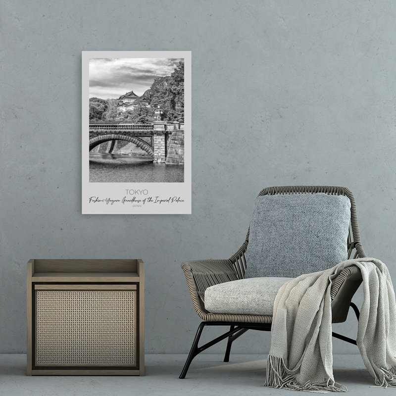 Tokyo Imperial Palace Bridge Traditional Abstract Architecture Landscape Wall Art Print 1 Piece Wrapped Canvas Wall Art