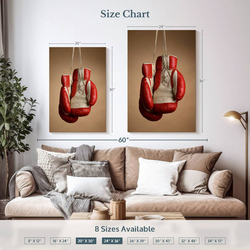 Sireci Hanging Retro Boxing Gloves, 36" H x 24" W