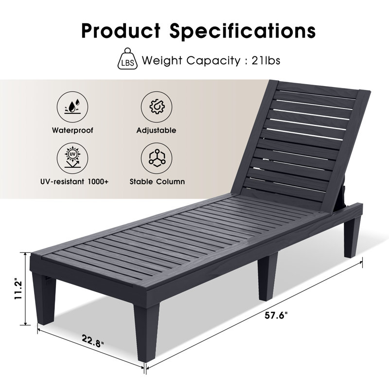 Ensemble de 2 chaises longues d'extérieur