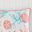 Courtepointe en coton 6 pièces avec coussins décoratifs, corail double / grand, imprimé étoiles de mer et coraux, revers en mélange doux, matelassage vermicelle, bord de mer, tissu à revers coquilles facile à nettoyer, machine à broder
