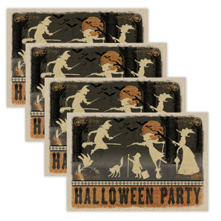 Napperons de 14 po x 20 po Halloween Party (ensemble de 4), naturel (Ensemble de 4)