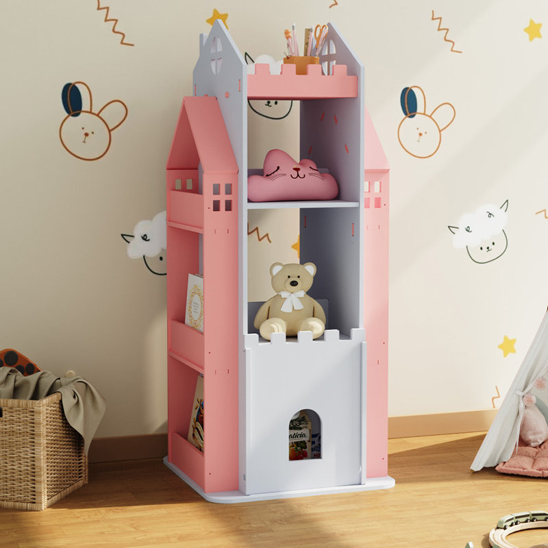 Bookcase, 106cm H x 45cm W x 45cm D, White/Pink