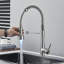 Robinet de cuisine à DEL avec douchette rétractable et robinet industriel à poignée simple pour lavabo de bar-93608736