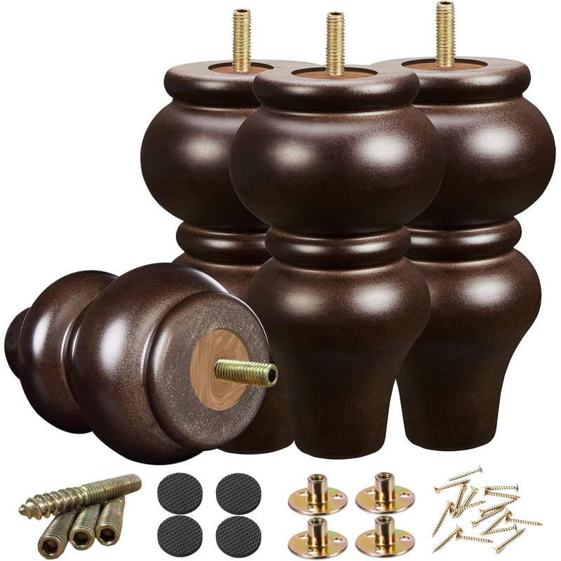 Pattes de meuble rondes en bois 6 pouces