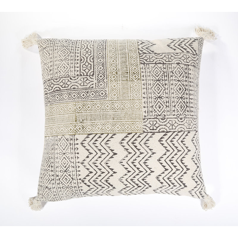 Emerie Tassels Cotton Reversible Throw Pillow