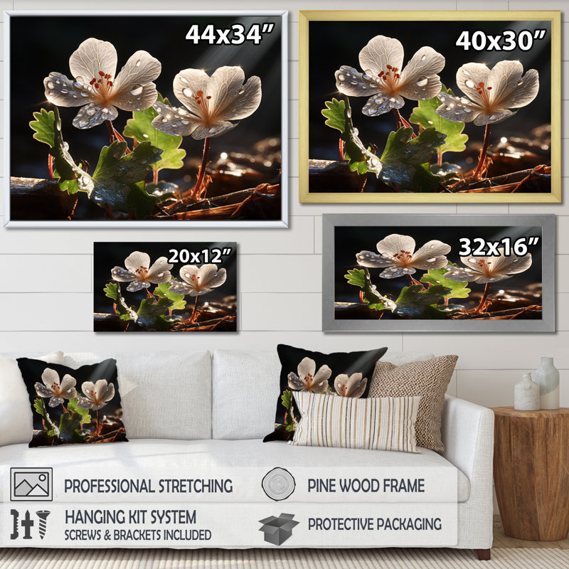 " Grey Geraniums Field III ", Cadre flottant blanc, 12" H x 20" W