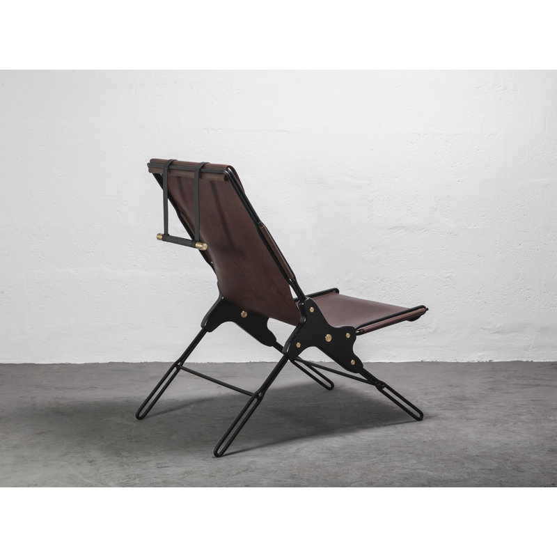 Perfidia Leather Lounge Chair, Brown Red Genuine Leather