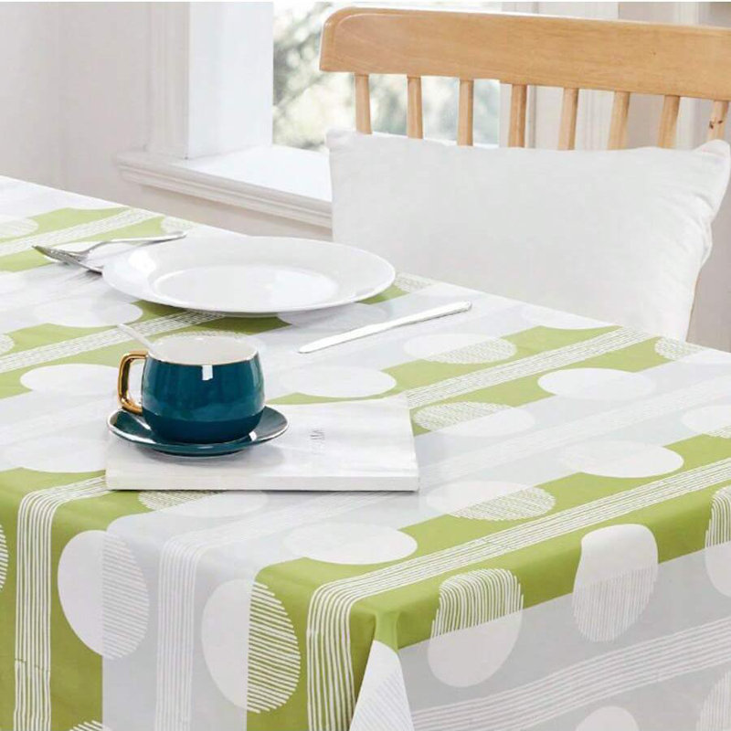 Round Patterned Tablecloth, 1 PCS, 54" x 102", Green