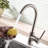 Commercial Kitchen Sink Faucet - Stainless Steel, Single Handle, Brushed Nickel, Long-Lasting Build Quality Steel Grade, Hole Design
