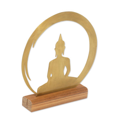 Novica Sitting Buddha Dome Brass Sculpture