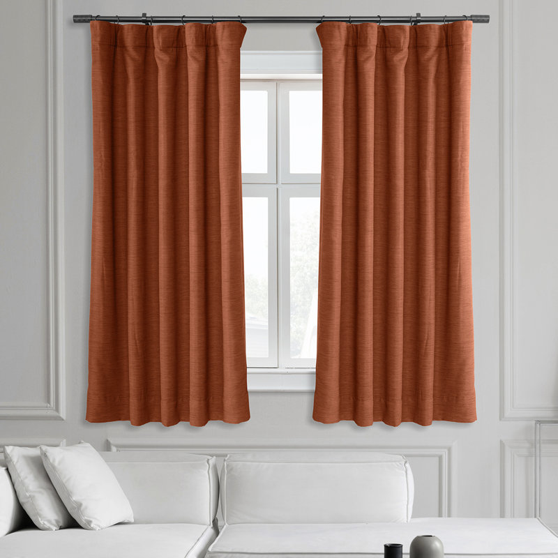 Rideaux obscurcissants en lin synthétique pour chambre et salon Bellino (1 panneau), L 50 po x L 63 po, Kaki