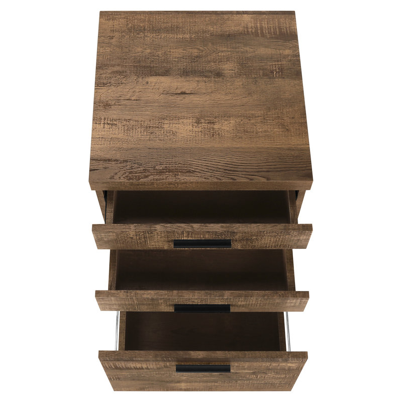 Classeur à roulettes pour le bureau - Extérieur en stratifié brun et grand tiroir moderne avec roulettes
