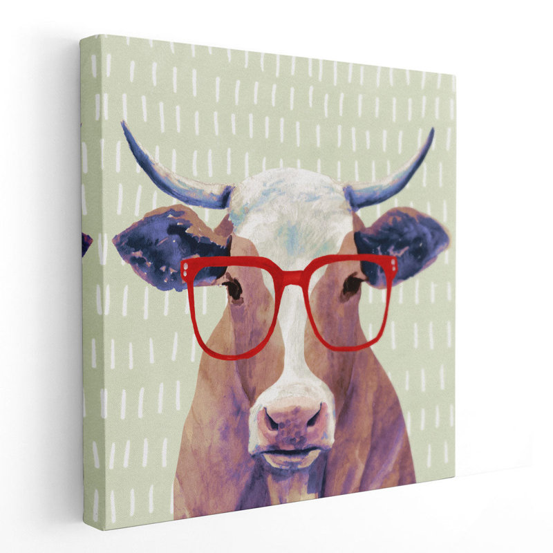 «Bespectacled Bovine I», reproduction d'art sur toile, H 24 po x l 24 po