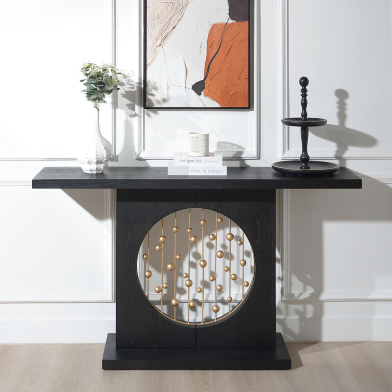 Modern Console Table with Gold Accent, Decorative Entryway Table, Narrow Sofa Table for Entrance, Living Room, Hallway