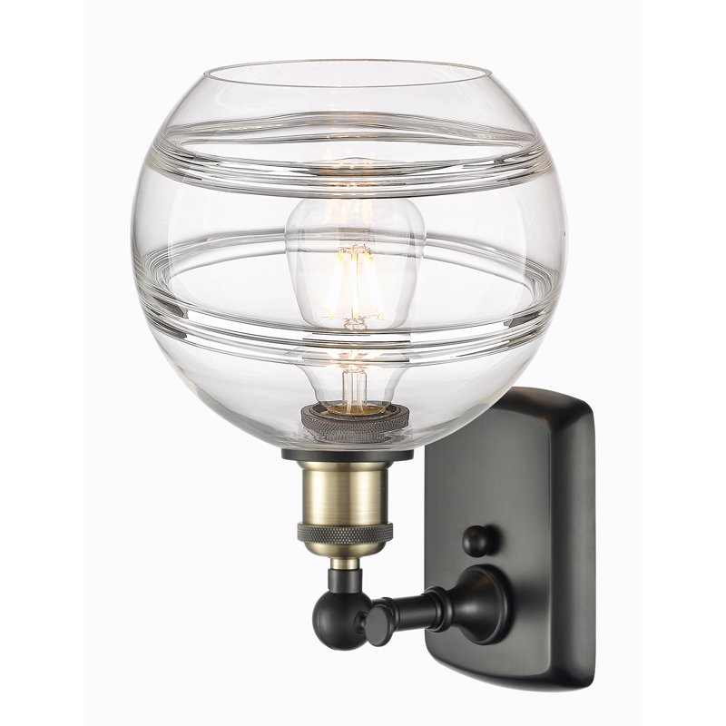 Bienes Steel Armed Sconce, Clear, 10.88" H x 8" W x 8.13" D, Black Antique Brass