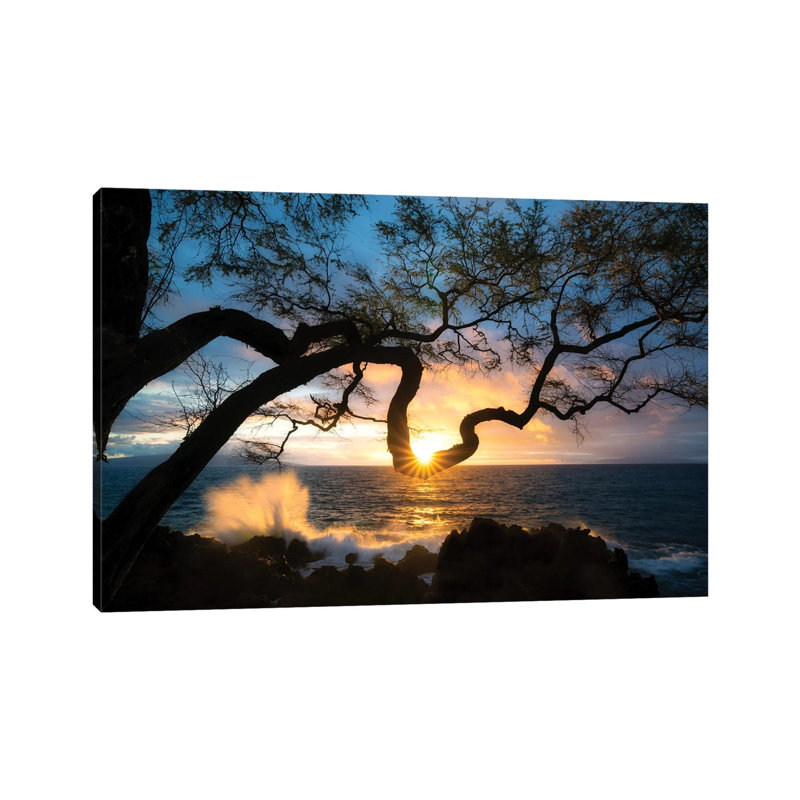 Silhouette Sunset 1 Piece Wrapped Canvas Wall Art, 20.32 cm H x 30.48 cm W