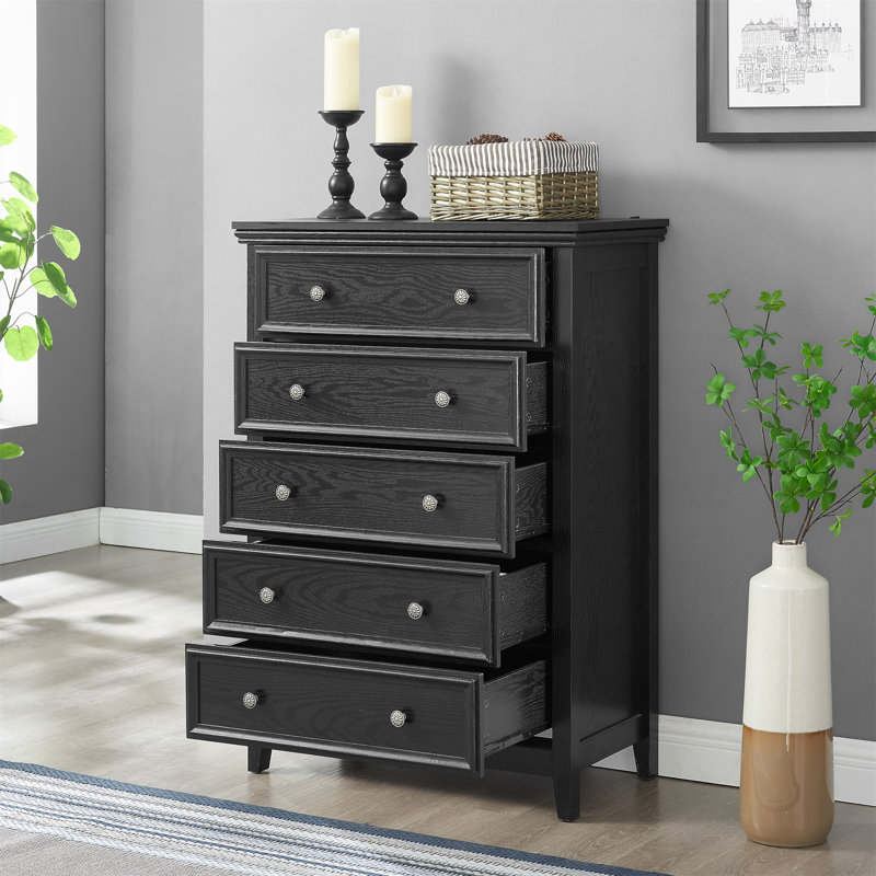 Commode 5 tiroirs Modern, Noir