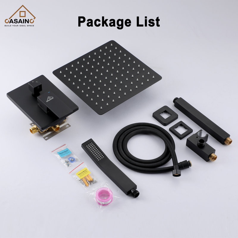 with Rough-in Valve, Matte Black