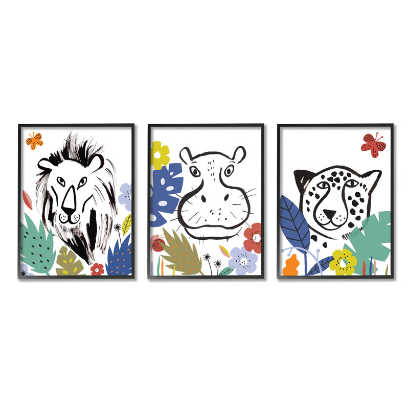 Illustration de Jungle Animal, Giclée encadrée noir minuit, H 16 po x l 20 po