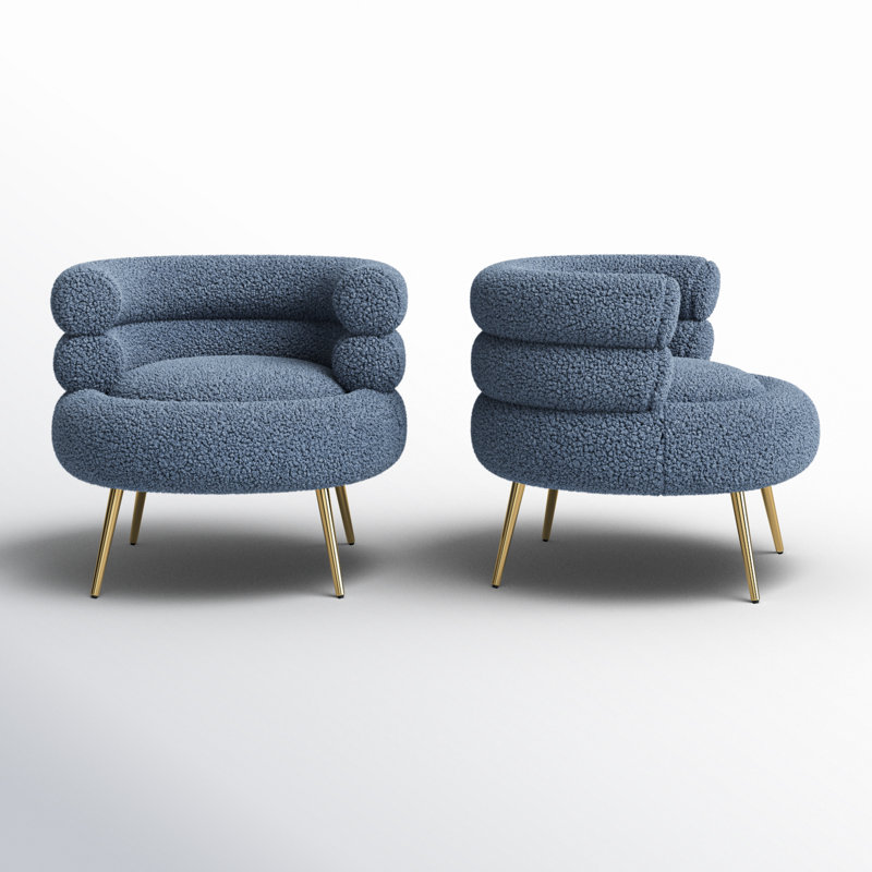 Fauteuil demi-tonneau 30,7 po Marsden, Polyester bleu