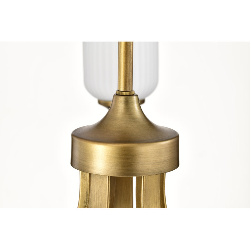 Solara - Lustre - verre givré nervuré, 5 lumières, Laiton naturel, H 11 po x l 30 po x P 30 po